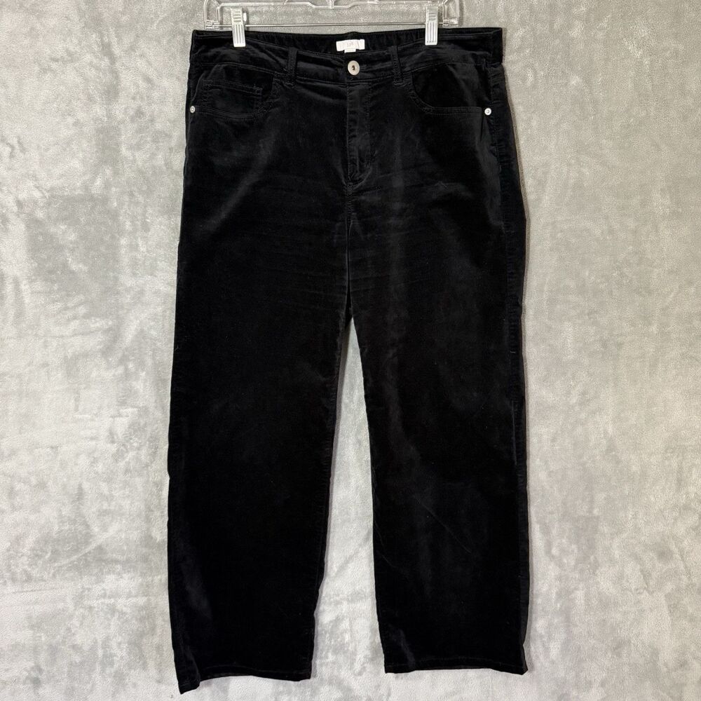 J Jill Velvet Pants 16 Petite 16P Black Plus Minimalist Soft Casual Career